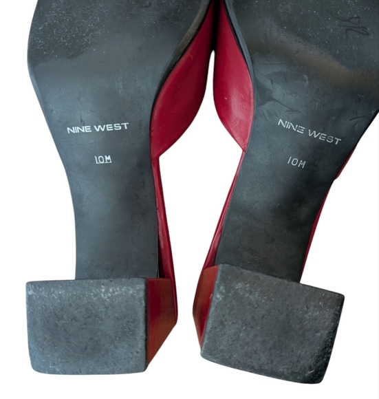 Nine West Virginia Y2K 90s Red Women's Block Heel Mules sz 10 - Picture 6 of 8